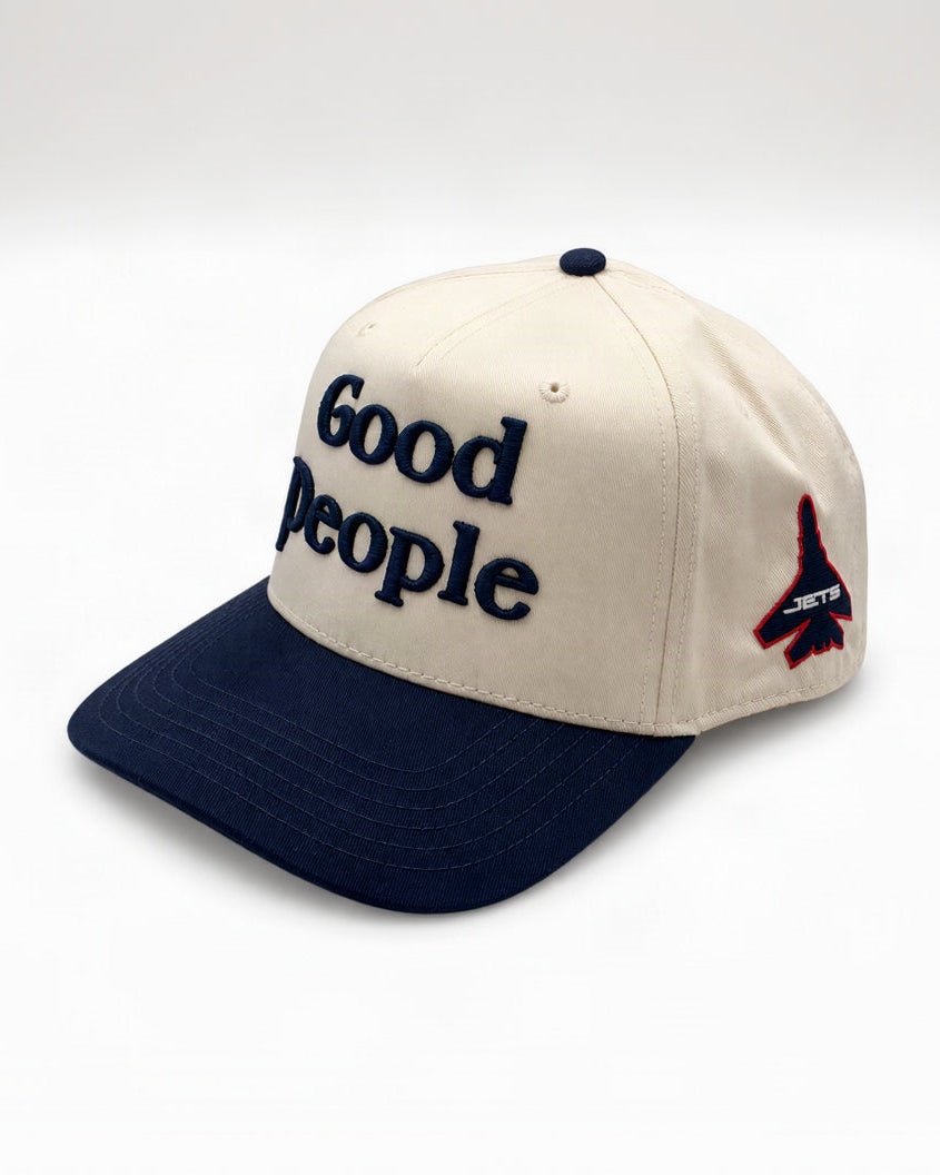 Cap with 'Good people' text and logo on a white background
